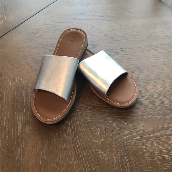 OluKai Shoes - OluKai NOHIE OLU Silver/Tan Women's Leather Slides Sandals size 7